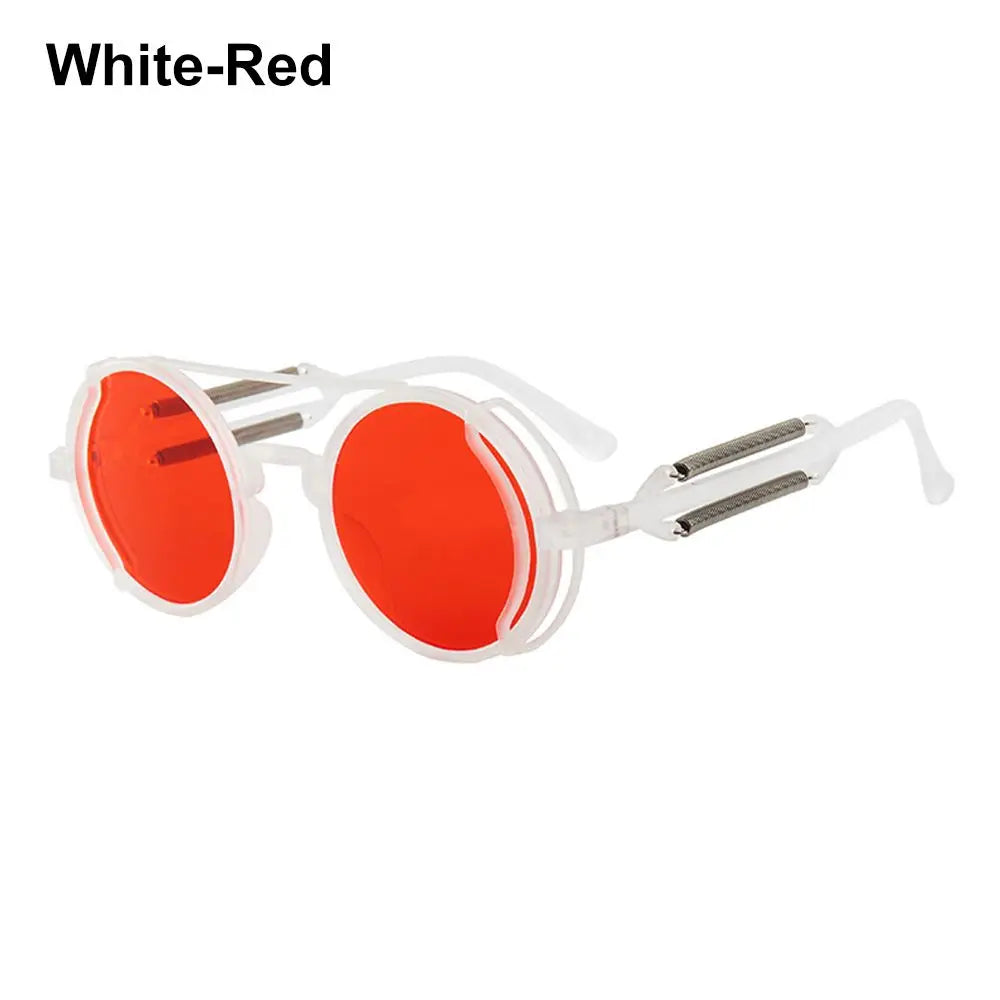 Punk Style Sunglasses for Women & Men Metal and PC Hybrid Frame Sun Glasses Round Frame Street Shooting Eyewear UV Protection